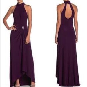 Marina Dress Purple Draped Skirt Halter Neck Dress - 4